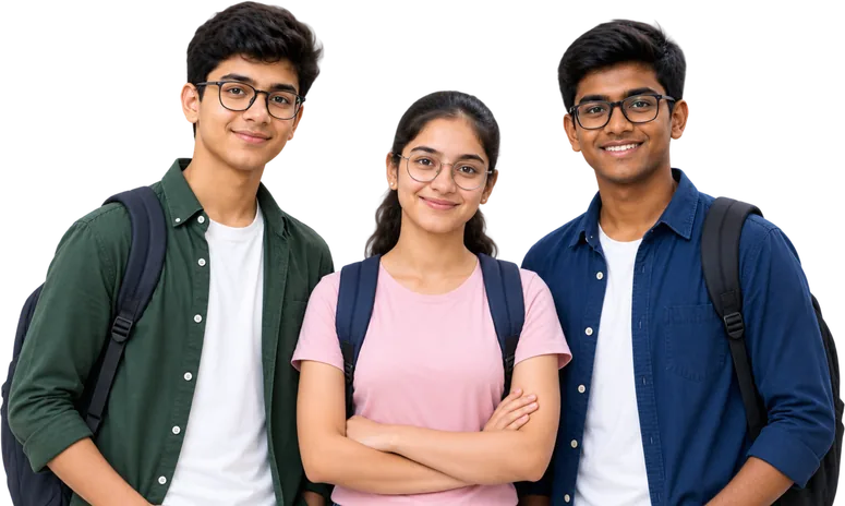 Three Class 12 students preparing for CUET UG